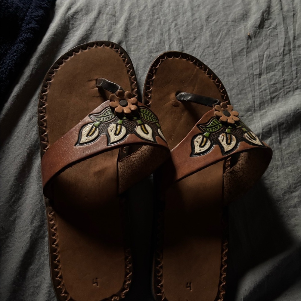 Brown Floral Women's Sandals
